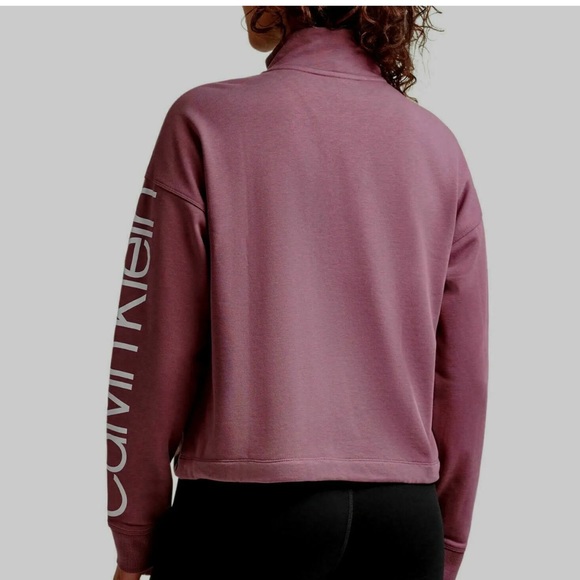 Calvin Klein Cropped Adjustable Waist 1/2 Zip
Logo Sleeve Sweatshirt Size S/CH - Picture 7 of 8